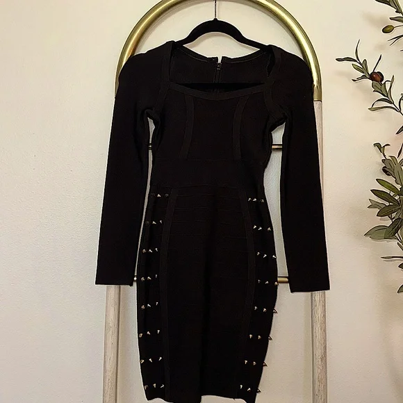 Black dress with gold studs